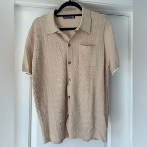Royal Bones Men's Beige Textured Button Down Shirt